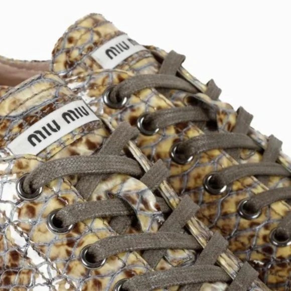 Miu Miu Snakeskin Print Low-Top Sneakers - Picture 8 of 12